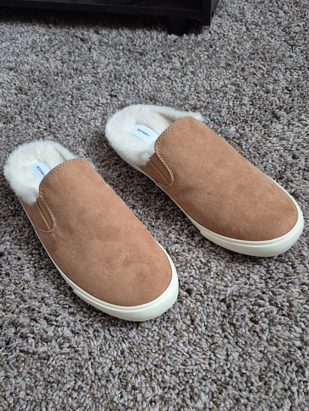 Women's Tan Suede Slip-On Shearling-Lined Casual Sneakers